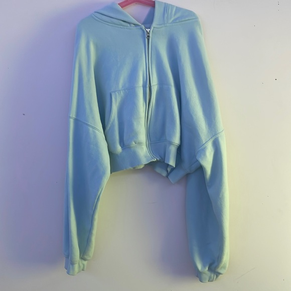 Light blue cropped garage hoodie - Picture 1 of 1